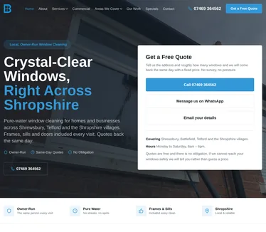 The Battlefield Window Cleaning website, built by Auto Ascension